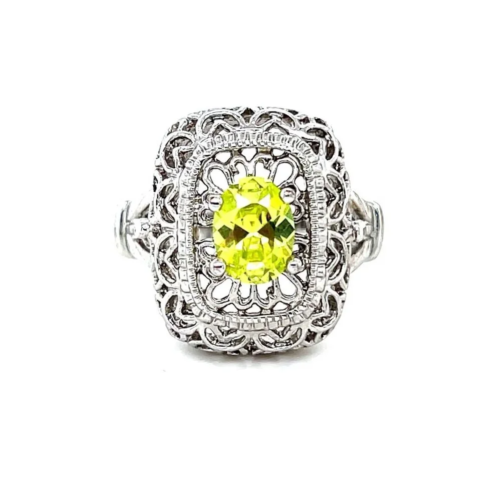 Yellow Green Stone‎ Ring